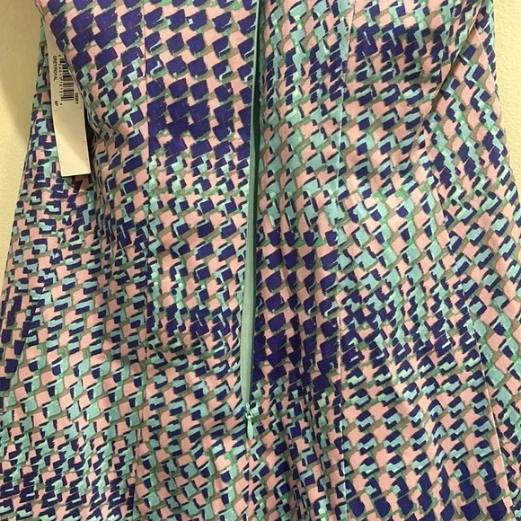 Maggy London Sleeveless Lined Geometric Retro Fit & Flare Dress Petite 0 NWT - Picture 7 of 9